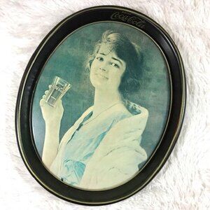Vintage Coca-Cola Nostalgia Photograph Coca-Cola Cheers Lady Oval Tray